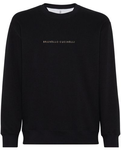 Brunello Cucinelli Sweatshirt mit Logo-Stickerei - Schwarz