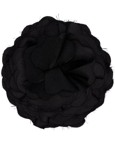 MANURI Broche Met Bloemenprint - Zwart