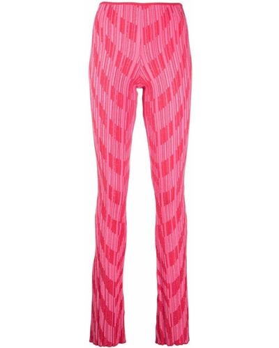 Philosophy Di Lorenzo Serafini Intarsia-knit Flared Pants - Pink