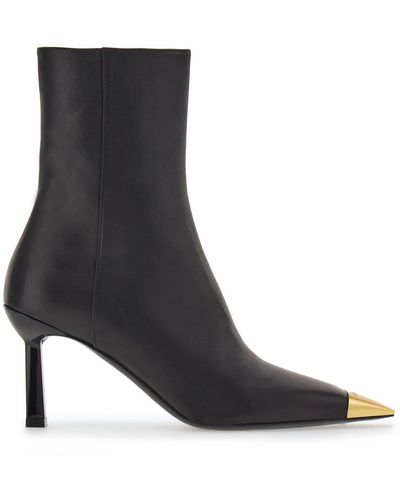 Ferragamo 70Mm Metal-Toe Leather Boots - Black