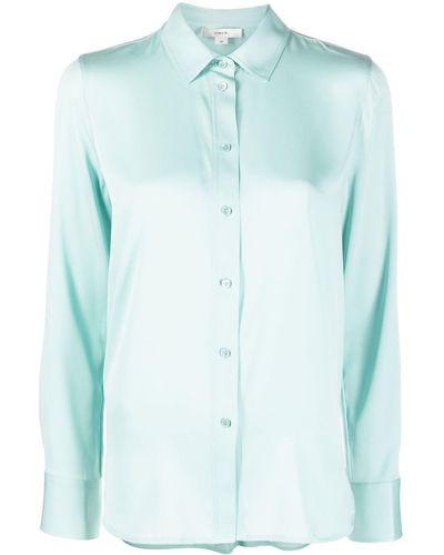 Vince Stretch-silk Buttoned Shirt - Blue