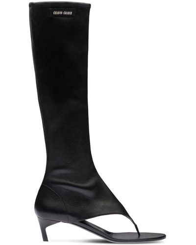 Miu Miu Low-heel Thong Boots - Black
