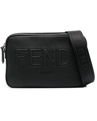 Fendi Embossed-logo Shoulder Bag - Black