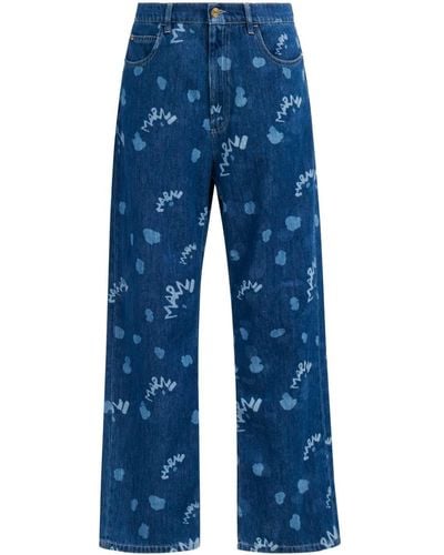 Marni Mega Jeans mit Laser-Print - Blau