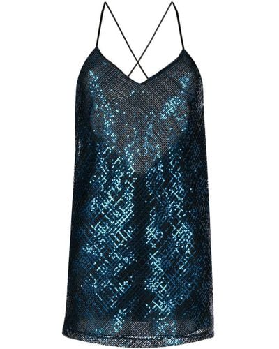 Michelle Mason Sequin Sleeveless Slip-dress - Blue