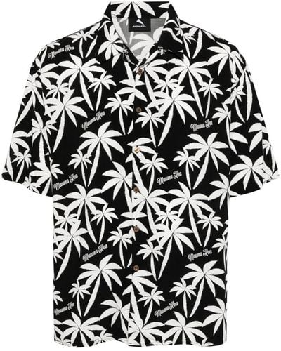 Mauna Kea Hemd mit Palmen-Print - Schwarz