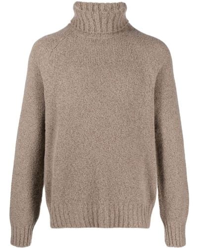 Zegna Roll-neck Wool-blend Sweater - Brown
