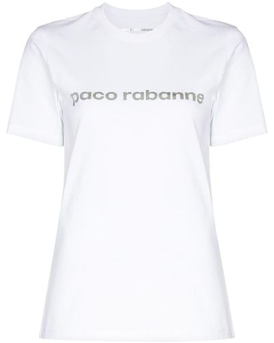 Rabanne T-Shirt mit Logo-Print - Weiß