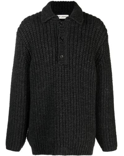 Our Legacy Big Piquet Chunky Wool Sweater - Men's - Calf Leather/virgin Wool - Black