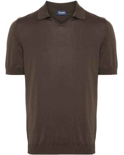 Drumohr Fine-knit cotton polo shirt - Braun