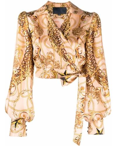 Philipp Plein New-baroque Wrap Silk Blouse - Multicolour