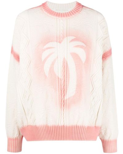 Palm Angels Pullover mit Zopfmuster - Pink