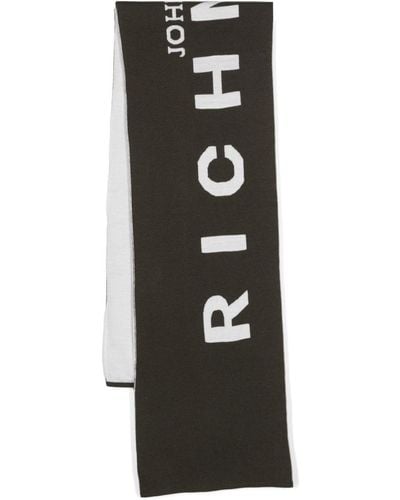 John Richmond Intarsia-knit Logo Scarf - Black