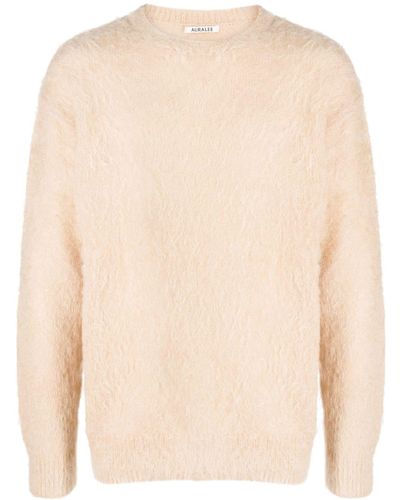 AURALEE Fleece Crew-neck Sweater - Natural