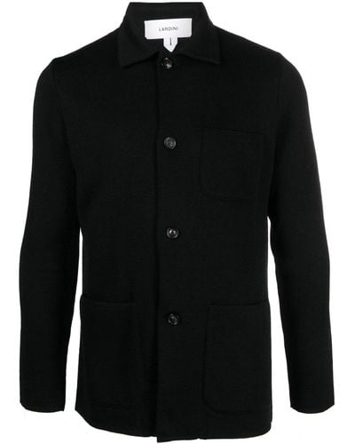 Lardini flap-pockets wool-blend shirt - Black