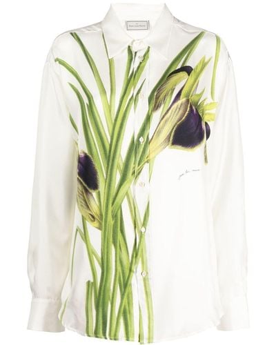 Pierre Louis Mascia Seidenhemd mit Blumen-Print - Grün