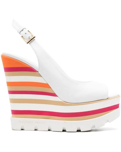 Baldinini 130mm Stripe-detail Wedge Sandals - Pink