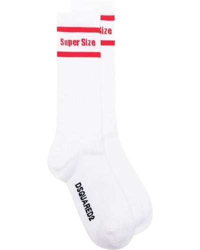 DSquared² Slogan-jacquard Calf-length Crew Socks - White