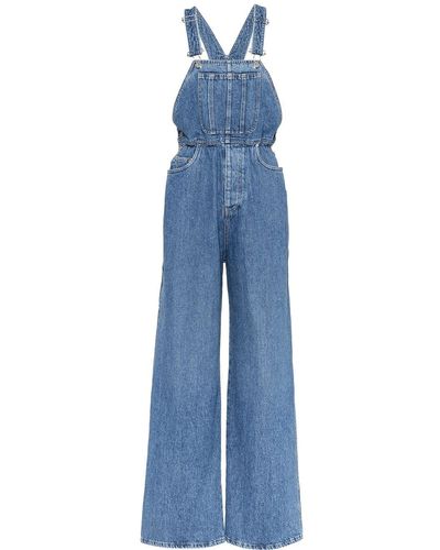 Miu Miu Latzhose mit weitem Bein - Blau