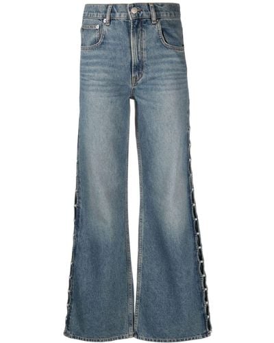 Maje Faux-pearl High-rise Flared Jeans - Blue