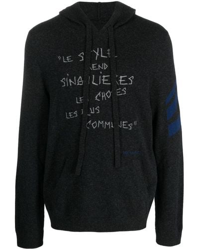 Zadig & Voltaire Embroidered-text Wool-blend Hoodie - Gray