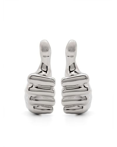 Y. Project Mini Thumbs Up Earrings - White