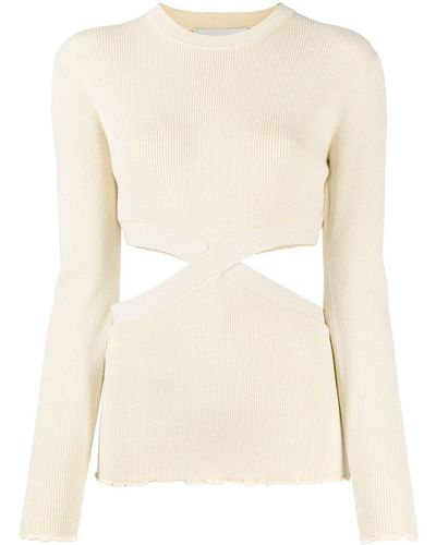 3.1 Phillip Lim Lurex Cut-out Knitted Top - Natural