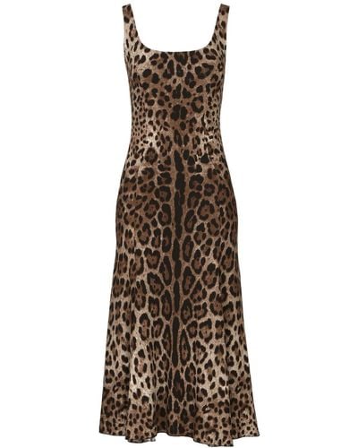 Dolce & Gabbana Midi-jurk Met Luipaardprint - Naturel