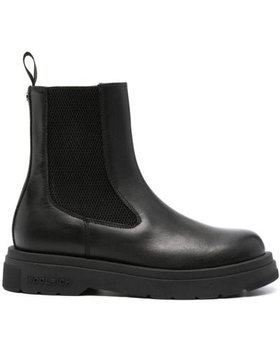 Woolrich Round-toe Leather Boots - Black