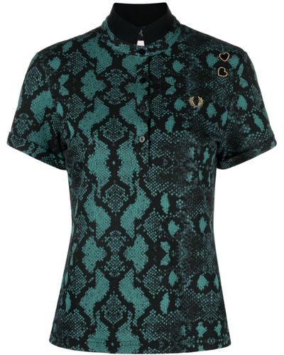 Fred Perry X Amt Winehouse Foundation Snake-print Polo Shirt - Green