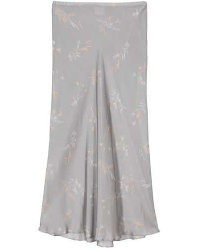 Alysi Floral-print Silk Maxi Skirt - Grey