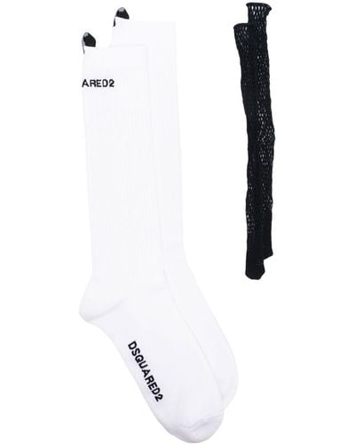 DSquared² Logo-print Ribbed Socks - White
