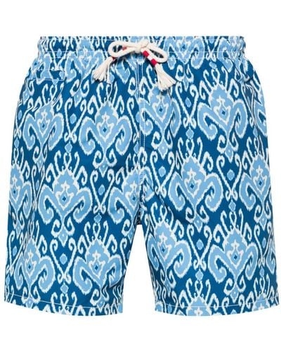 Mc2 Saint Barth Caprese Ikat-print Swim Shorts - Blue