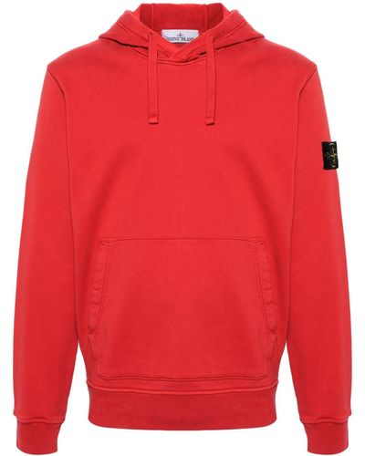 Stone Island Compass-badge Cotton Hoodie - Red