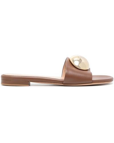 Gianvito Rossi Embellished Leather Sandals - Brown