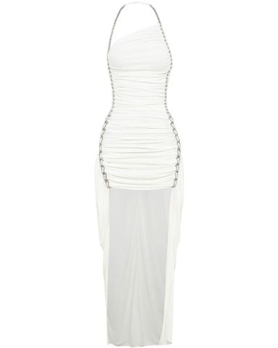 Dion Lee Chain-link Ruched Asymmetric Dress - White