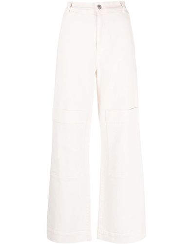P.A.R.O.S.H. Pantalones de talle alto con múltiples bolsillos - Blanco