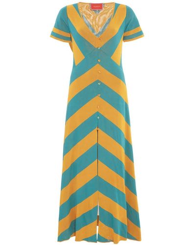 La DoubleJ Maxi-jurk Met Print - Blauw