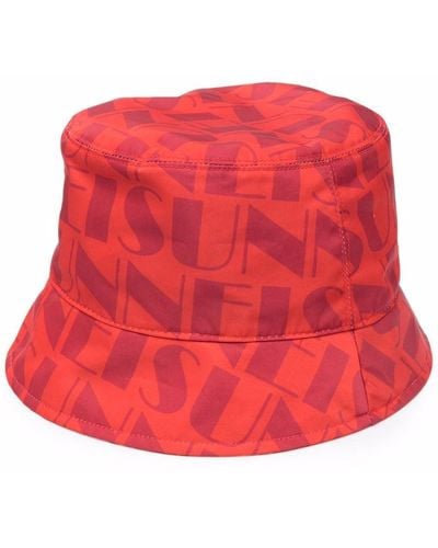 Sunnei Sombrero de pescador reversible con logo - Rojo