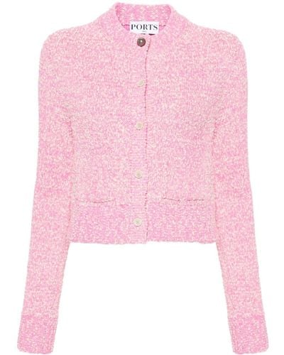Ports 1961 Bouclé Knitted Cardigan - Pink