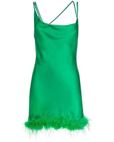 Loulou X Rue Ra Feather-trimmed Minidress - Green