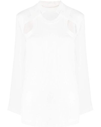 Sacai Layered-design Sheer-sleeves Top - White