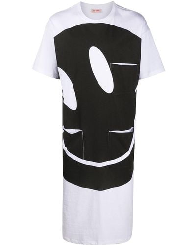 Raf Simons Camiseta larga con estampado Smiley - Blanco