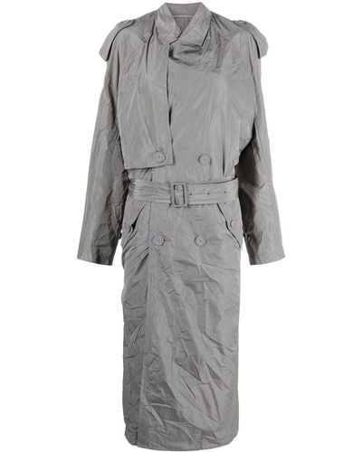 Balenciaga Belted Double-breasted Trench Coat - Grey