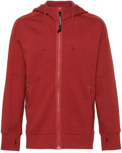 C.P. Company Goggles-detailed Zip-up Hoodie - Red