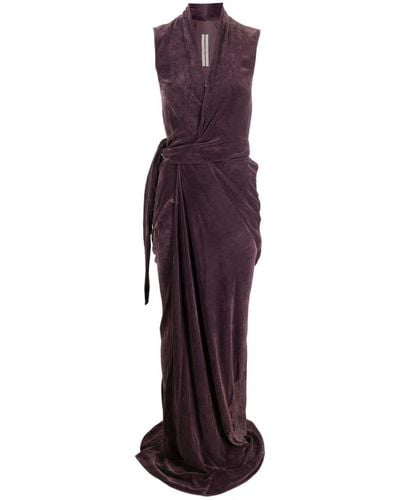 Rick Owens V-neck Draped Gown - Purple