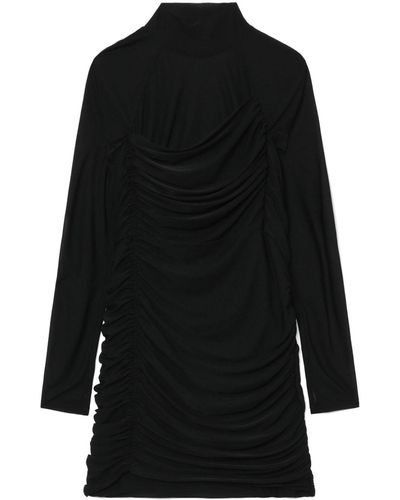 Helmut Lang Ruched Long-sleeve Minidress - Black