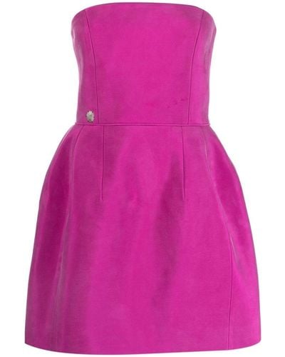 Philipp Plein Strapless Silk Mini Dress - Pink