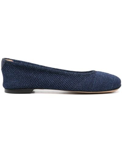 Casadei Lurex-detail Knitted Ballerina Shoes - Blue