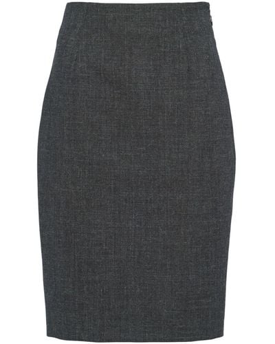 Prada Virgin Wool Pencil Miniskirt - Grey